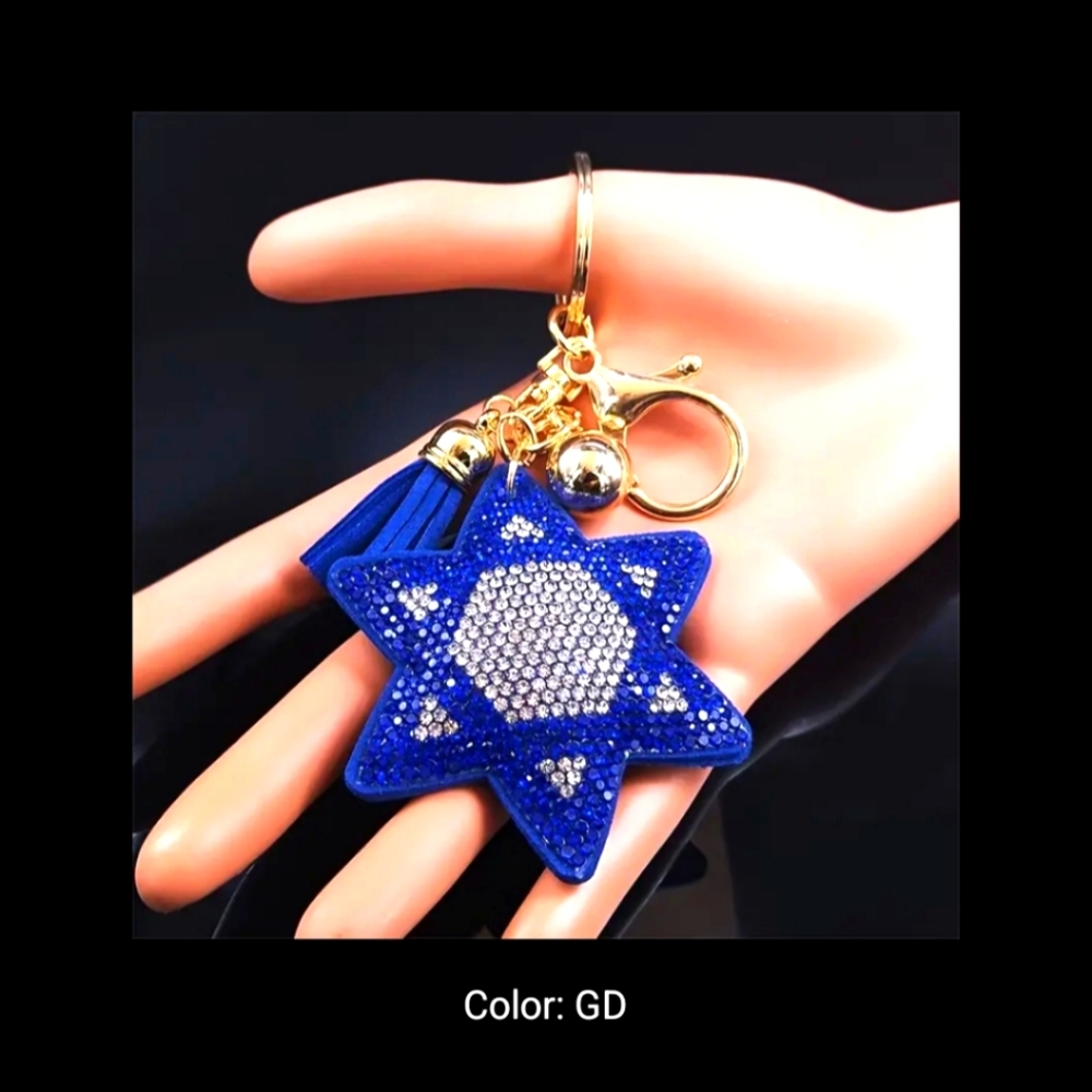 NEW! Judaism Star of David ✡️ Rhinestone Keychain Bag 👜🎒 Charm - Hannukah🕎 - Picture 3 of 5